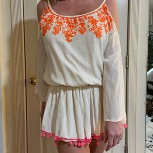 Taj by Sabrina Crippa Dress/Tunic/Coverup with orange sequin neckline